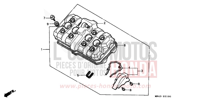 COUVERCLE DE CULASSE de CBR600F PEARL CRYSTAL WHITE (NH193K) de 1989