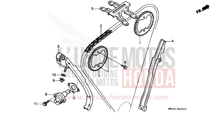 CHAINE A CAMES/TENDEUR de CBR600F PEARL CRYSTAL WHITE (NH193K) de 1989