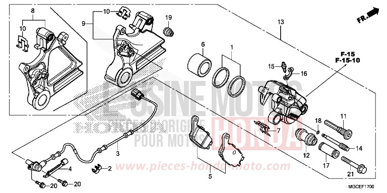 ETRIER DE FREIN ARRIERE de CB1100 PEARL SUNBEAM WHITE (NHA66) 2014