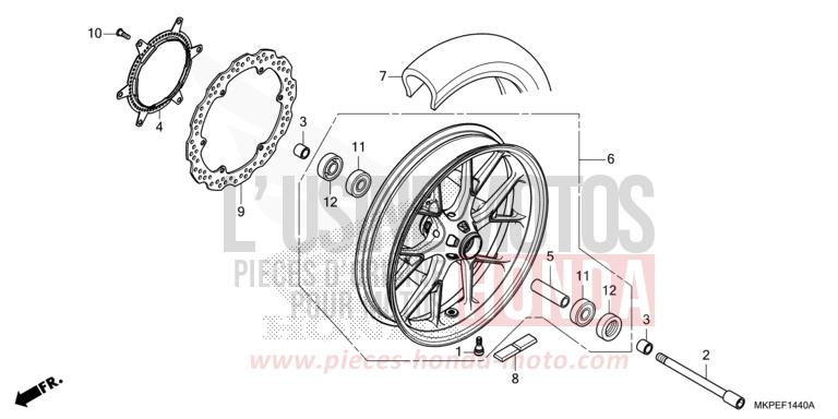 ROUE AVANT (CB500FK,CB500FAK/L/M) de CB500F GRAND PRIX RED (R380) 2019