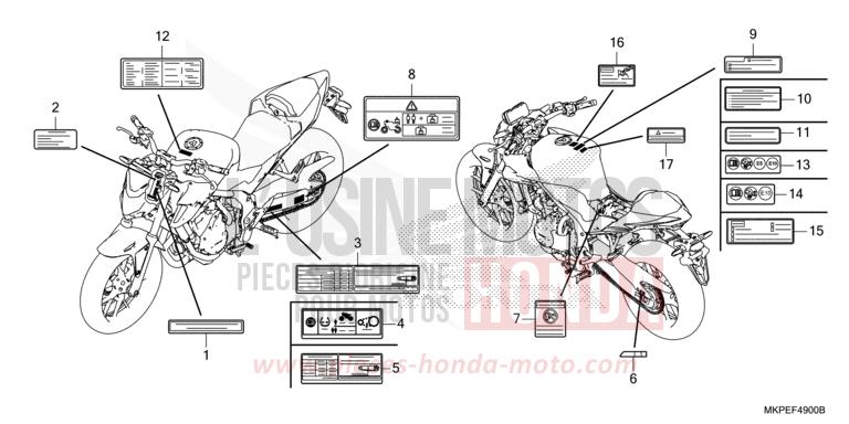 ETIQUETTE DE PRECAUTIONS de CB500F GRAND PRIX RED (R380) 2019