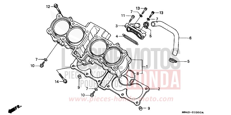 CYLINDRE de CBR600F PEARL CRYSTAL WHITE (NH193H) de 1990