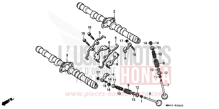 ARBRE A CAMES/SOUPAPE de CBR600F PEARL CRYSTAL WHITE (NH193H) de 1990