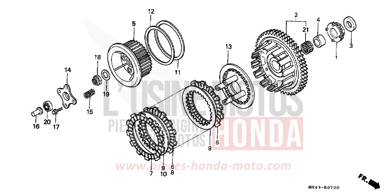 EMBRAYAGE de CBR600F PEARL CRYSTAL WHITE (NH193H) de 1990