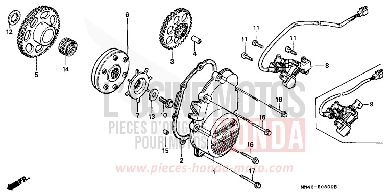 EMBRAYAGE DE DEMARRAGE de CBR600F PEARL CRYSTAL WHITE (NH193H) de 1990