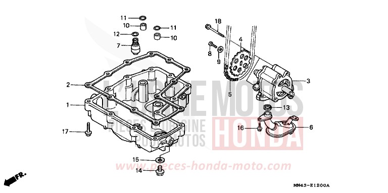 CARTER D'HUILE/POMPE A HUILE de CBR600F PEARL CRYSTAL WHITE (NH193H) de 1990