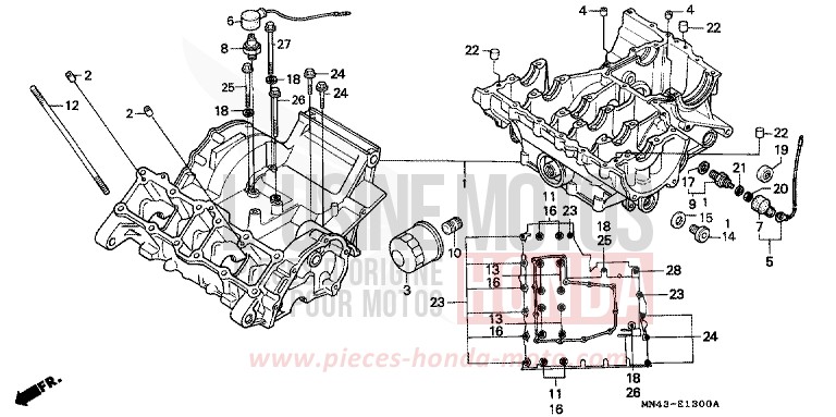 JEU DE CARTER MOTEUR de CBR600F PEARL CRYSTAL WHITE (NH193H) de 1990