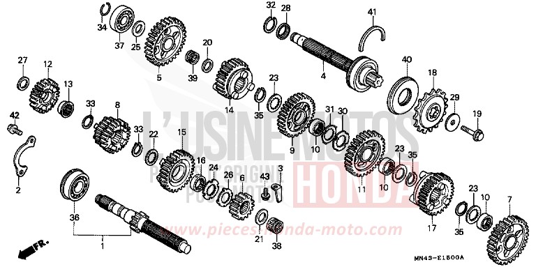 BOITE DE VITESSES de CBR600F PEARL CRYSTAL WHITE (NH193H) de 1990