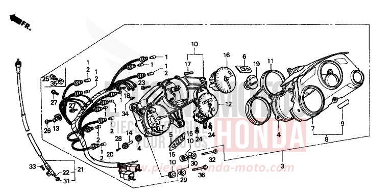 COMPTEUR de CBR600F PEARL CRYSTAL WHITE (NH193H) de 1990