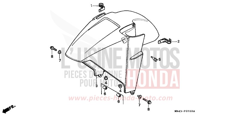 AILE AVANT de CBR600F PEARL CRYSTAL WHITE (NH193H) de 1990