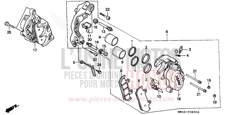 ETRIER DE FREIN AVANT de CBR600F PEARL CRYSTAL WHITE (NH193H) de 1990