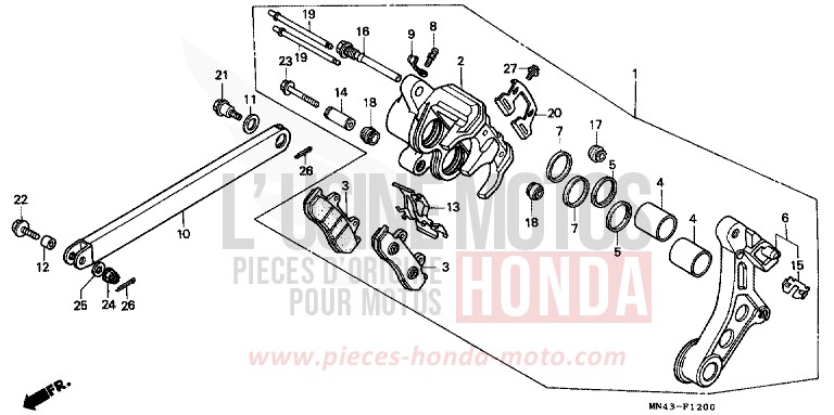 ETRIER DE FREIN ARRIERE de CBR600F PEARL CRYSTAL WHITE (NH193H) de 1990