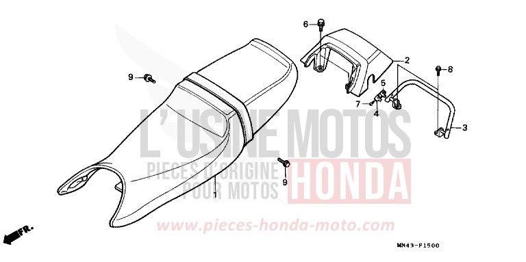 SIEGE/MOULURE DE SIEGE de CBR600F PEARL CRYSTAL WHITE (NH193H) de 1990
