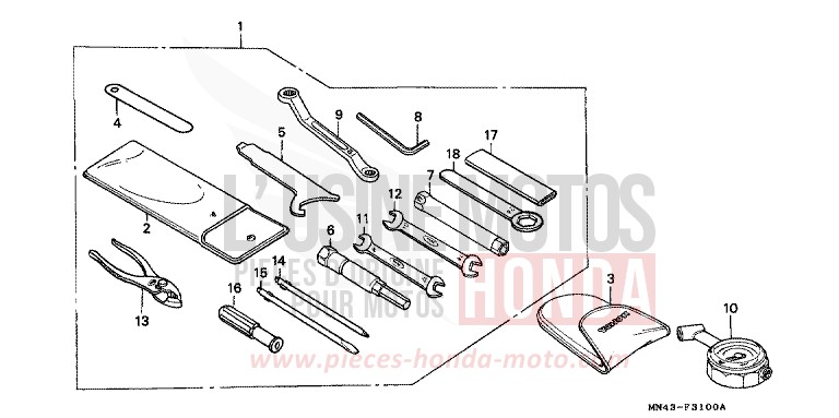 OUTILS de CBR600F PEARL CRYSTAL WHITE (NH193K) de 1990