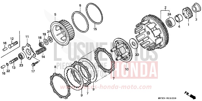 EMBRAYAGE de CBR600F NOIR (NH1I) de 1991