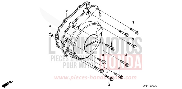 COUVERCLE DE GENERATRICE de CBR600F NOIR (NH1I) de 1991