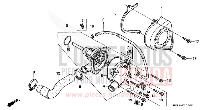 POMPE A EAU de CBR600F NOIR (NH1I) de 1991