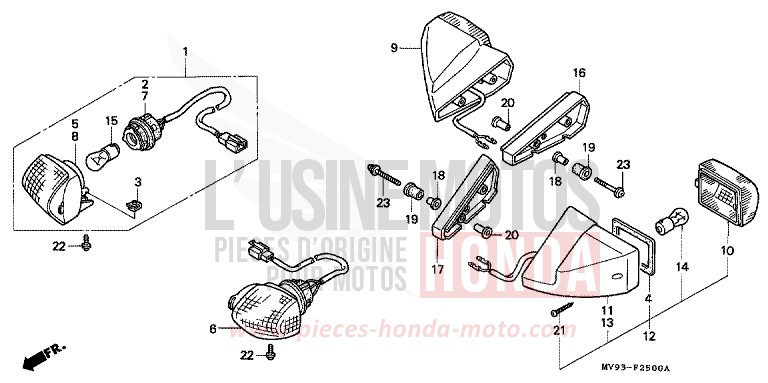 CLIGNOTANT de CBR600F NOIR (NH1I) 1991