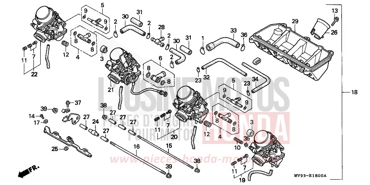 ENS. DE CARBURATEUR de CBR600F ROSS WHITE (NH196K) 1991