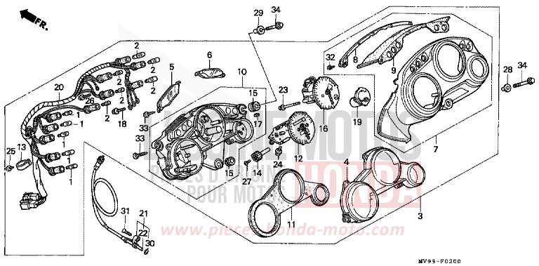 COMPTEUR (1) de CBR600F ROSS WHITE (NH196K) 1991