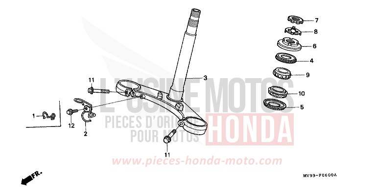 TIGE DE DIRECTION de CBR600F ROSS WHITE (NH196K) 1991
