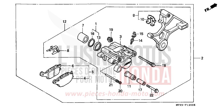 ETRIER DE FREIN ARRIERE de CBR600F ROSS WHITE (NH196K) de 1991