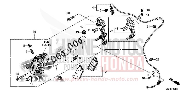ETRIER DE FREIN AVANT (CB500FK,CB500FAK/L/M) de CB500F PEARL METALLOID WHITE (NHA96) de 2019