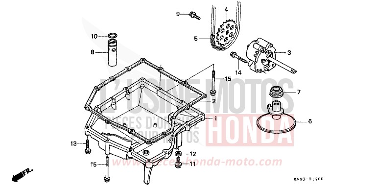 CARTER D'HUILE/POMPE A HUILE de CBR600F NOIR (NH1K) de 1992