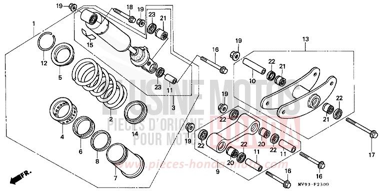 COUSSIN ARRIERE (CBR600FM/2M/N/2N/2P) de CBR600F NOIR (NH1K) de 1992