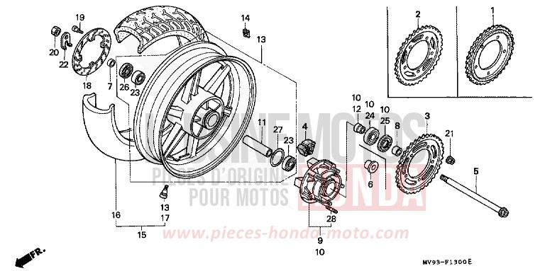 ROUE ARRIERE de CBR600F NOIR (NH1DA) 1993
