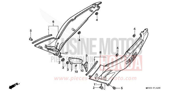 COUVERCLE LATERAL de CBR600F NOIR (NH1DA) 1993