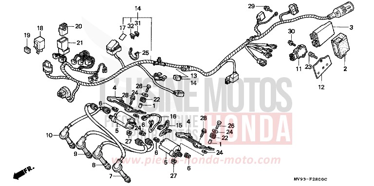 FAISCEAU DES FILS de CBR600F NOIR (NH1DA) 1993
