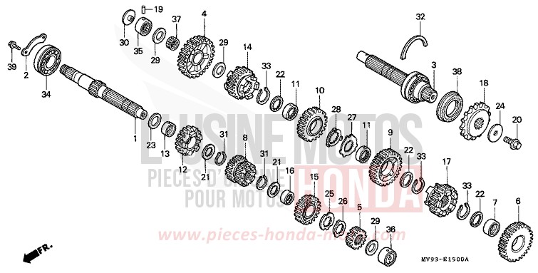BOITE DE VITESSES de CBR600F PURE RED (R158I) 1993