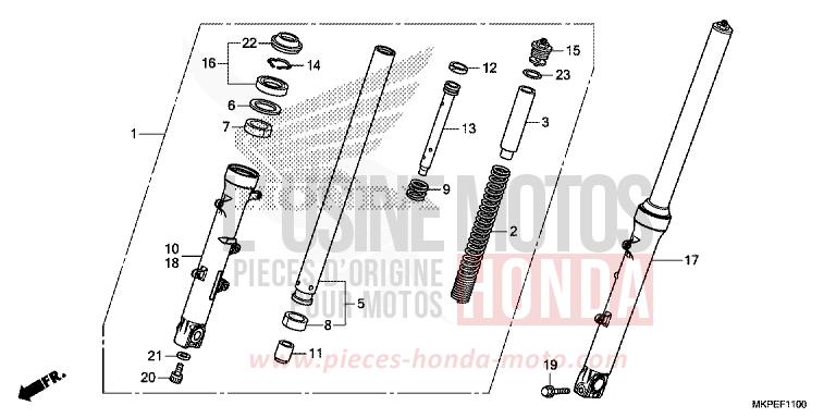 FOURCHETTE AVANT (CB500FK,CB500FAK/L/M) de CB500F CANDY CARIBBEAN BLUE SEA (B189) 2021