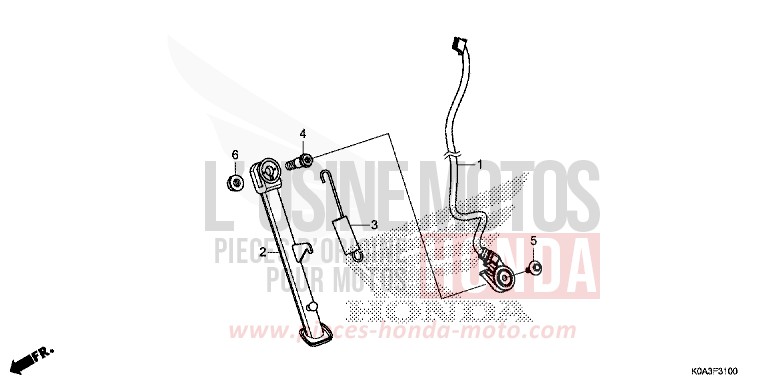 BEQUILLE LATERALE de CB300R NOIR (NH1) 2018