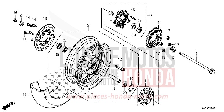 ROUE ARRIERE de Monkey PEARL NEBULA RED (R376) 2019