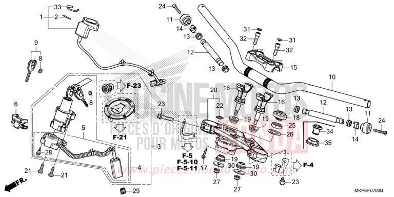 TUYAU DE GUIDON/PONT SUPERIEUR de CB500F CANDY MOON GLOW YELLOW (Y192) 2021
