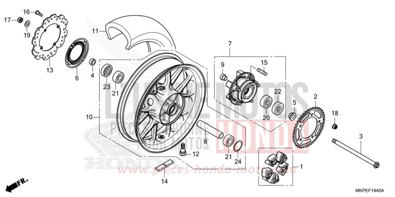 ROUE ARRIERE de CB500F CANDY MOON GLOW YELLOW (Y192) 2021