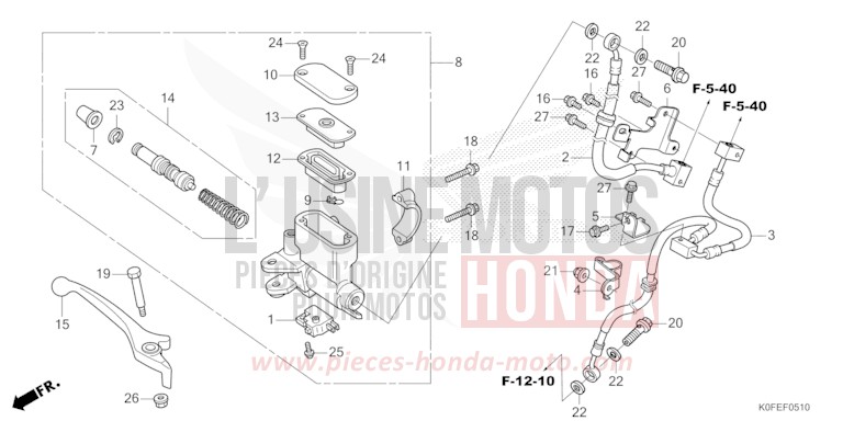 MAITRE-CYLINDRE DE FREIN AVANT CYLINDRE (Z125MA) de Monkey BANANA YELLOW (YR354) de 2022
