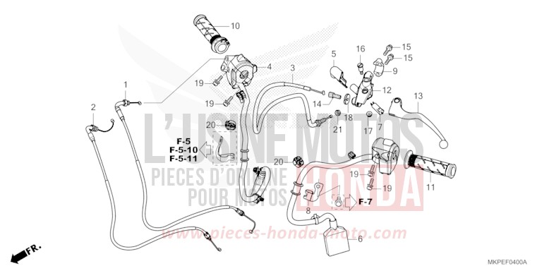 LEVIER DE GUIDON/COMMUTATEUR/CABLE de CB500F MAT AXIS GRAY METALLIC (NH303) 2022