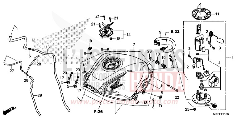 RESERVOIR A CARBURANT/POMPE A CARBURANT de CB500F MAT AXIS GRAY METALLIC (NH303) 2022
