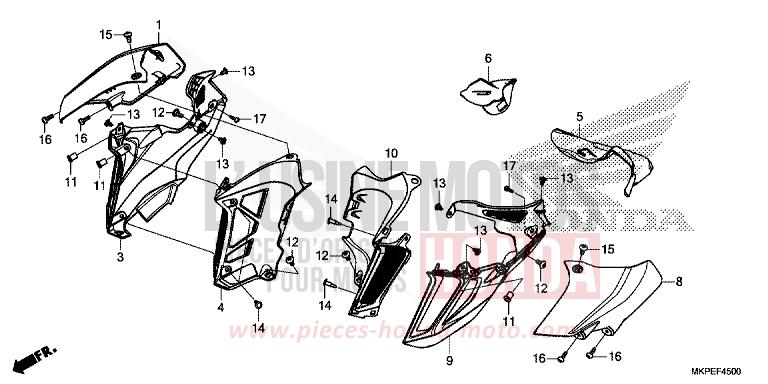 CARENAGE MILIEU de CB500F MAT AXIS GRAY METALLIC (NH303) 2022