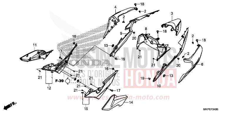COUVERCLE LATERAL/CAPOT ARRIERE de CB500F PEARL DUSK YELLOW (Y238) 2022