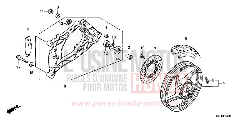 ROUE ARRIERE/BRAS OSCILLANT de SH125 QUASAR SILVER METALLIC (NHA48) 2011