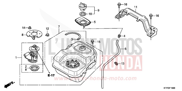 RESERVOIR A CARBURANT de SH125 QUASAR SILVER METALLIC (NHA48) 2011