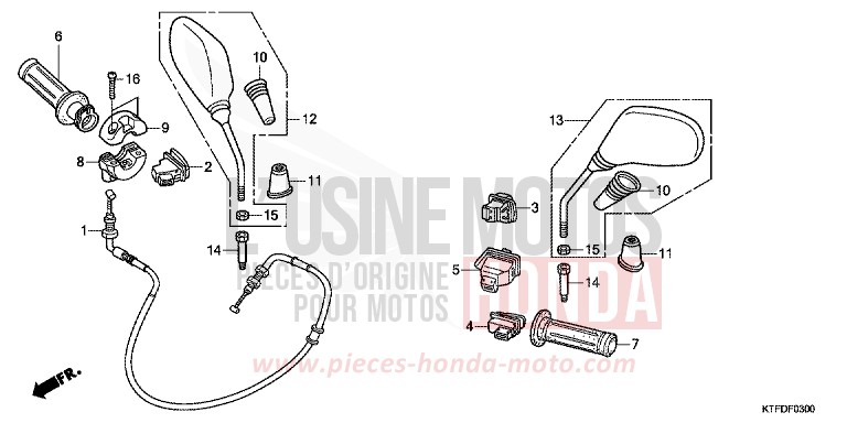 COMMUTATEUR/CABLE/MIROIR de SH125 VELVET RED METALLIC (R302) 2011