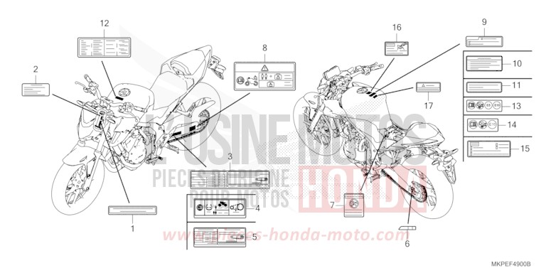 ETIQUETTE DE PRECAUTIONS de CB500F PEARL SMOKY GRAY (NHC53) 2022