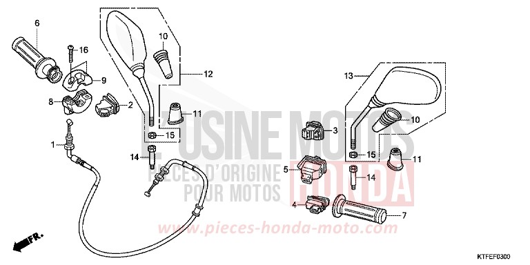 COMMUTATEUR/CABLE/MIROIR de SH125 CHAMPAGNE BRONZE METALLIC (YR287) 2012