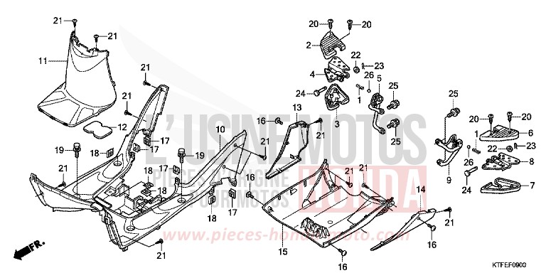 TOLE DE PLANCHER/MARCHEPIED SELLE TANDEM de SH125 PEARL NIGHTSTAR BLACK (NHA84) 2012