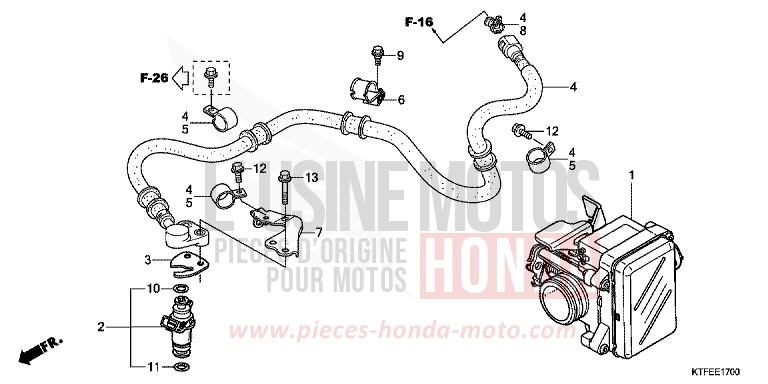 CORPS DE PAPILLON de SH125 PEARL SIENA RED (R320) 2012